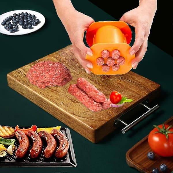 One Press Cevapcici Pølsemaker, 7 Hull Hurtig Press Manuell Pølsemaker Hot Dog Maker Kjøttstrimmelpresse