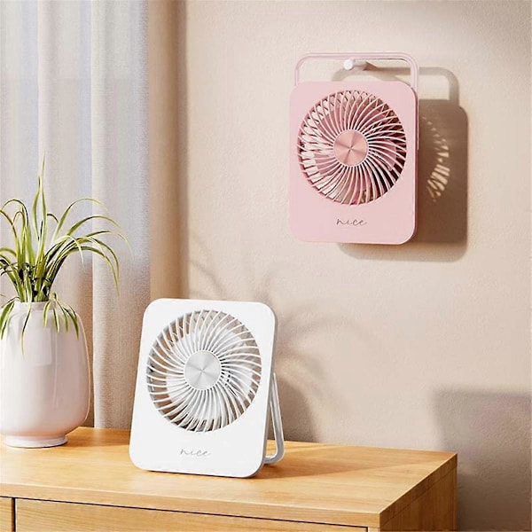 Pieni, ohut, hiljainen, tehokas, kannettava, seinälle asennettava, kokoontaitettava pöytätuuletin ulkokäyttöön, pinkki