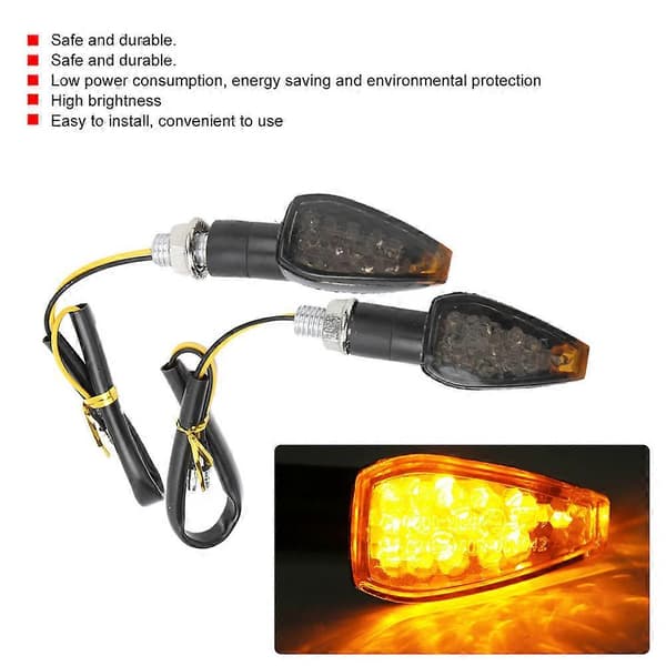 2 STK Motorcykel 14LED Blinklys Styrelampe Indikator Tilbehør Passer til Yamaha Røgfarvet Glas