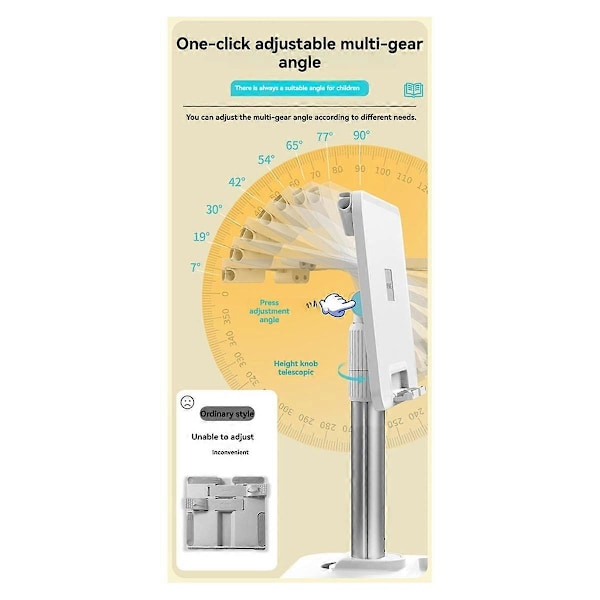 Golvläsställ 43-78cm Höjdjusterbart Tabletställ Bokhylla Lyftbart Läsbord Vikbart Ställ