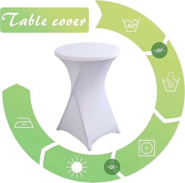 Stretchbordsduk 2 delar Tvättbar Polyester Bordsduk Rund Bordsduk Cocktailbordsskydd 80x110 cm Stretchpolyester för Bar Bröllop Cocktail