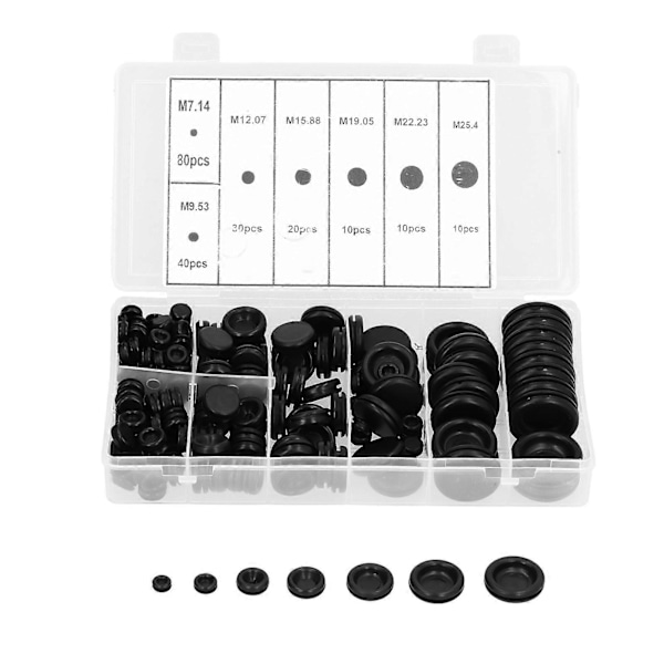 200 st Trådtätningsbrickor Kit Gummitätning Dammtät Isolerad Brandsäker för Kabelskydd 7–25 mm