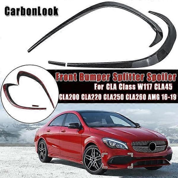 Kolfiber Främre Stötfångar Splitter Spoiler för - W117 CLA45 CLA200 CLA220 CLA250 CLA260