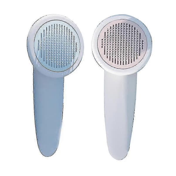 Kæledyrs Hårfjernings Kam Kattebørste Selvrensende Slicker Børste Blue