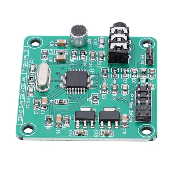 Audio VS1003 Modul Röstavkodningskort Inbyggda Mikrofoner för MP3 MP3+V WMA WAV MIDI SP-MIDI