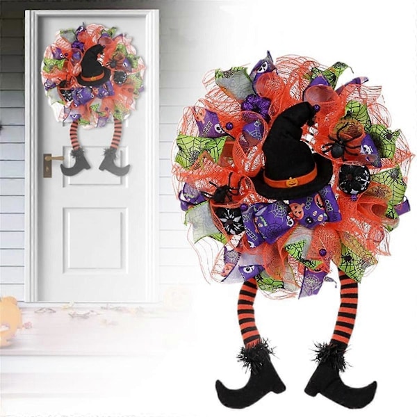Halloween-ovikranssi, Halloween-noitakranssi, keinotekoinen noitakranssi, noidanhattu- ja jalkakranssi Halloween-kranssi