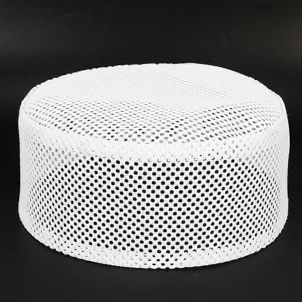 Polyesterblandad Bomullstyg Muslimsk Bönekeps Islam Man Broderi Hatt (Vit 58cm)