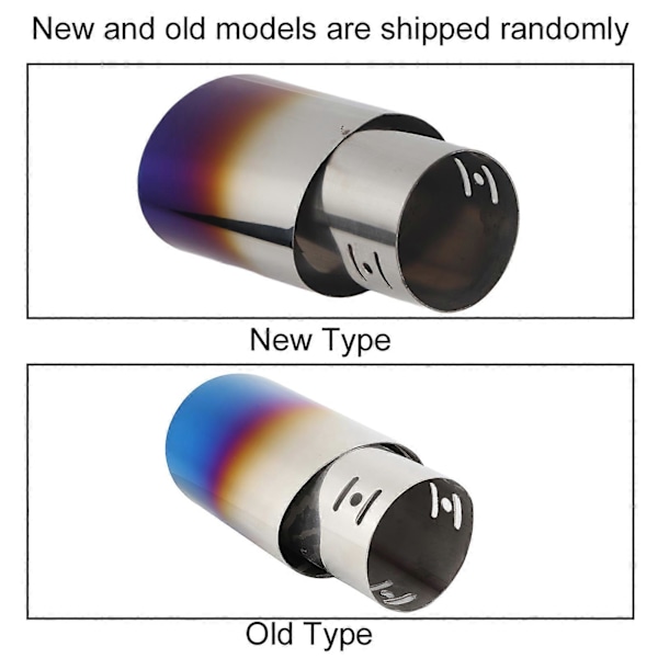 Rustfri Stål Bil Modificeret Udstødningsrør Lyddæmper Rør Bageste Hale Titanium Blå 62mm / 2.4in