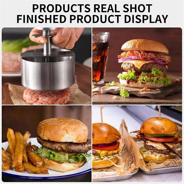 Hamburgerpresse, Rund Burger Patty Maker, Non-Stick Justerbar Rustfritt Stål Hamburgerpresse Patty Maker For BBQ