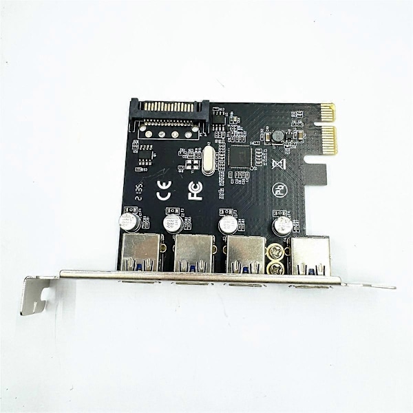 4 Portin USB 3.0 PCI-E -laajennuskortti PCI Express PCIe USB 3.0 Hub -sovitin 5 Gbps Riser-ohjainjatke SATA-virralla