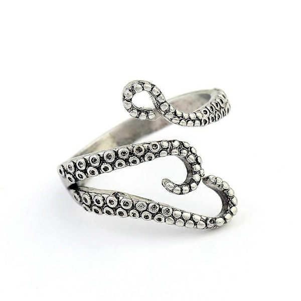 Vintage Unisex Utformet Bleksprut Justerbar Åpen Fingerring Smykkedekor TSUNDEAU