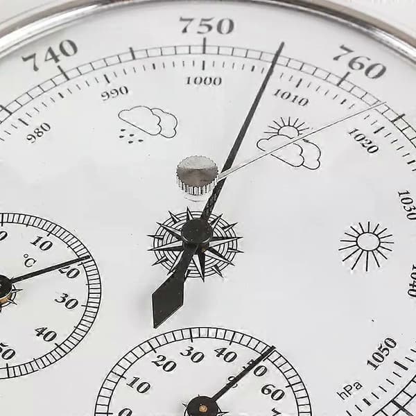 Analog Termometer, Hygrometer och Barometer för Atmosfärstryck, 130 mm, med Ram
