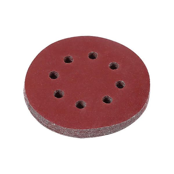 125mm Slipeputer Røde Slipepapirskiver 8 Hull Korning Sandpapir (180#)
