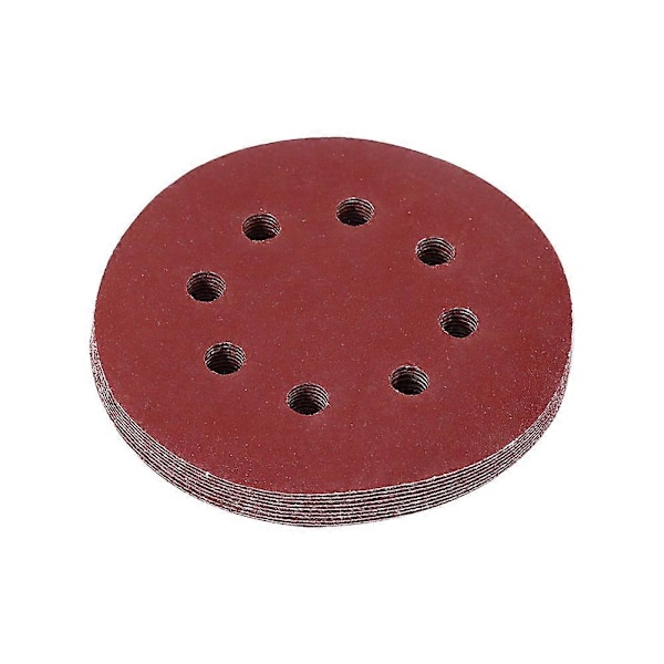125mm Slipplattor Röda Slippapper 8 Hål Korn Sandpapper (180#)
