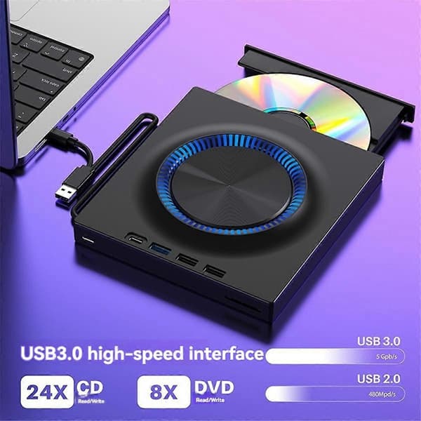 USB Ekstern Optisk Drev Bærbar CD DVD Afspiller Brænder Udvidelseskort Desktop Ekstern Computer Notebook Optagelse