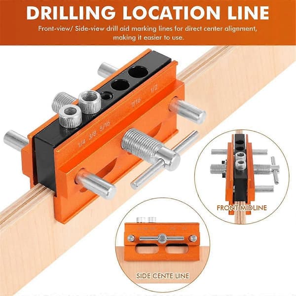 Självcentrerande Doweling Jig Kit, Jig Borrguide Bussningar Set, Hål Biscuit Joiner Set med 6 Bussningar, Borrguide