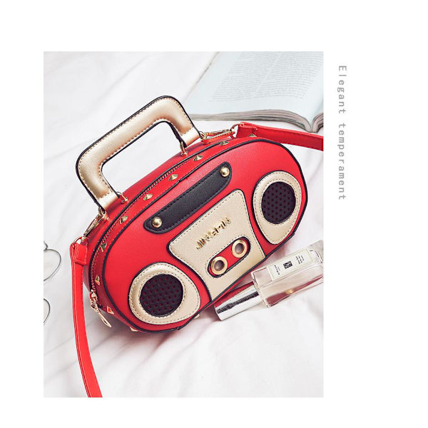Personlighet Retro Radio Form Väska Dam Söt Handväska Axelväska Messenger Bag Rock Crossbody Väska red