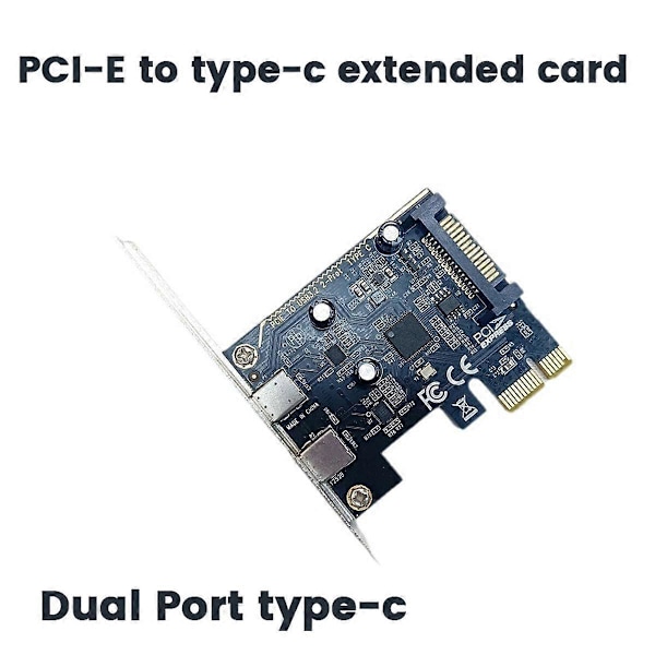 Pöytäkoneen emolevyn PCI-E - Type-C -sovitinkortti, kaksoisporttinen Type-C -laajennuskortti, käyttää ASM1042-isäntäkorttia