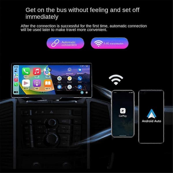 2 i 1 Trådløs Carplay Adapter med RGB-belysning Biladapter Konverterer Sømløst Kablet Android Auto til Trådløs