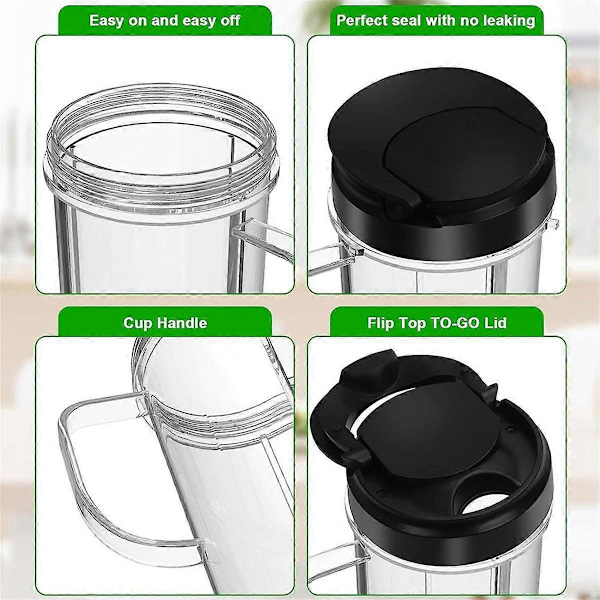 22 Oz Høy Kopp med Flip Top To-Go Lokk Erstatningsdel for 250W MB1001 Blendere Kopp Krus med Håndtak