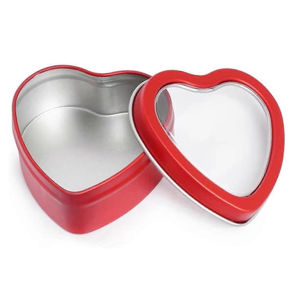 12-pak Hjerteformede Metal Dåser med Låg Valentinsdag Lys Dåser til Lysfremstilling 2Oz Lys Dåser med Låg