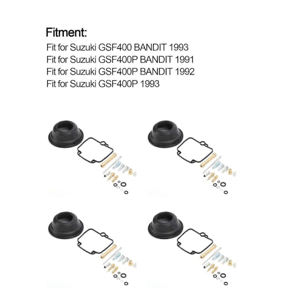 4 Sett Forgasser Reparasjonssett Forgasseroverhaling Passer Suzuki GSF400 GSF400P BANDIT