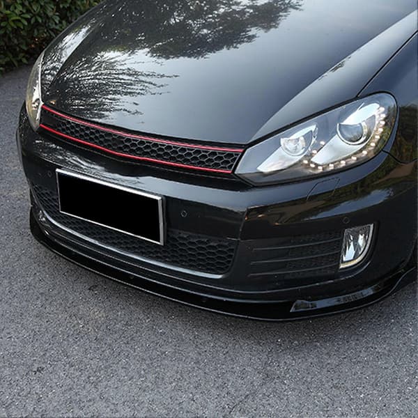 3-delt Frontfanger Splitter Leppe UV-bestandig Erstatning for MK6 GTD 2009?2013 Blank Svart
