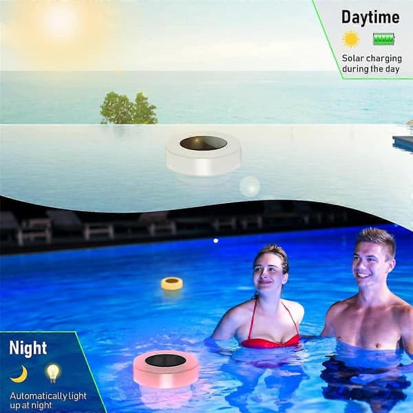 Pool Chlorine Floater, Swimmingpool Klor Dispenser med Solcellelys, Flydende Klor Dispenser