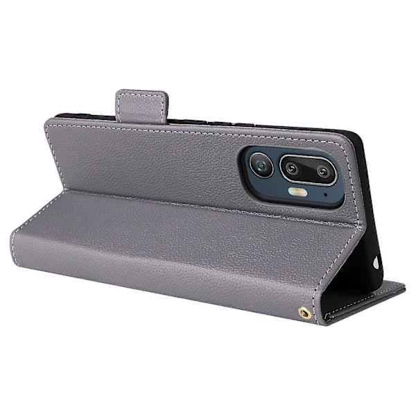 Telefondeksel for HTC U24 Pro 5G Lærdeksler Grey