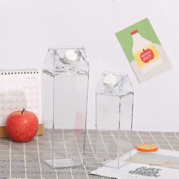 500ml/1000ml Mjölkförpackning Vattenflaska Transparent BPA-Fri Plast Bärbar Klar Behållare För Juice Te Mjölkflaskor 1000ML