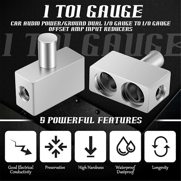 1 par bilstereo Dual 1/0 Gauge til 1/0 Gauge Amp Input Reducer 2 stk. bilstereo Amp Input Wire Reducer til forstærker