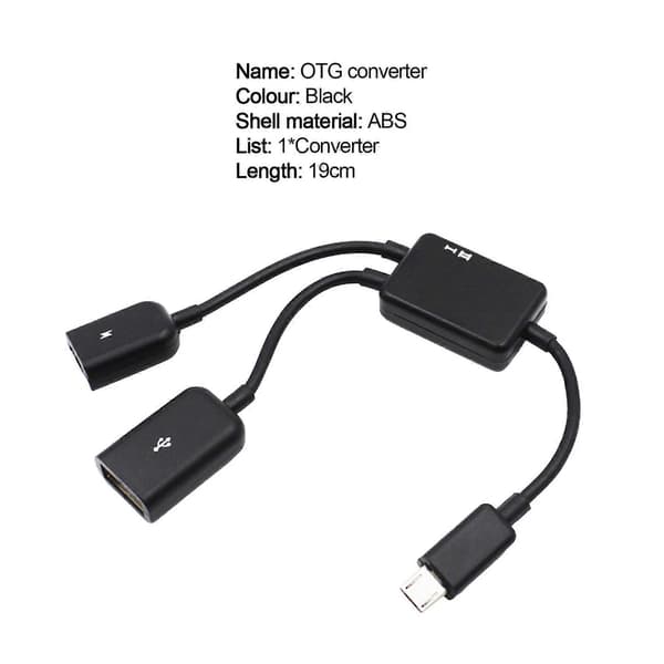 2-i-1 Micro USB OTG Kabel Hub Adapter Konverter Utvider for Mobiltelefon