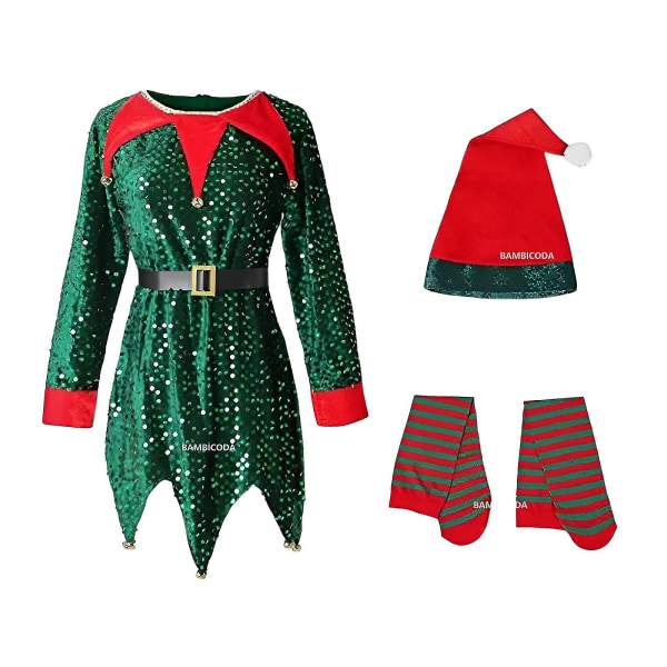 Tomtetjejer Juldräkt Jul Barn Jultomte Kostym Kläder Festklänning Set För Barn Nyår Jultomte Set style 2 7-8T(140)