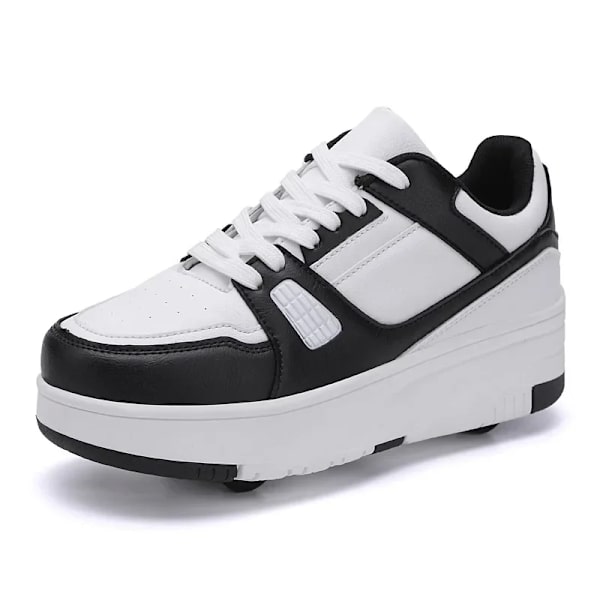 Rullskridskoskor Barn Sneakers med Hjul Barn Rullskridskor Mode Utomhussportskor Flickor Pojkar white black 31