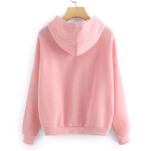 Tryckta Hoodies för Kvinnor, Långärmad Huvtröja, Casual Lös Pullover Topp Pink L