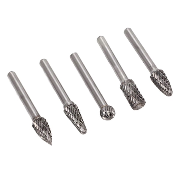 5 stk. 1/4in 6mm Hode Roterende Bor Bits Wolframstål Slipefiler for Metall Treutskjæring