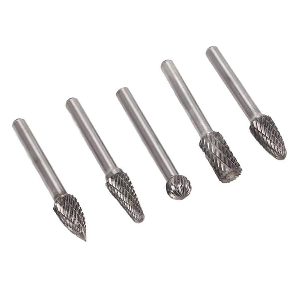 5 stk. 1/4in 6mm Hoved Roterende Fræserbits Wolframstål Sliberfiler til Metal Træskæring