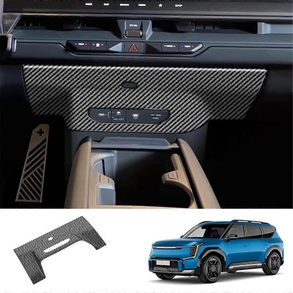 Bil USB Lade Panel Trim Klistremerke for EV9 2023 2024 Sentral Kontroll Luftuttak Nedre Panel Karbonfiber