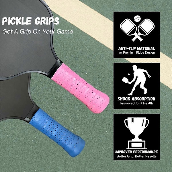 1 Par Pickleball Racket Tennis Racket Grips Svetteabsorberende Anti-skli Tape Wrap Tape for Håndtak - Hvit