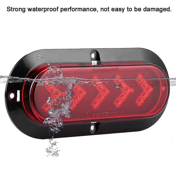 2 stk 6in 25LED Baklys Vanntett Oval Bremselys Stopplys for Båt ATV Lastebil Tilhenger