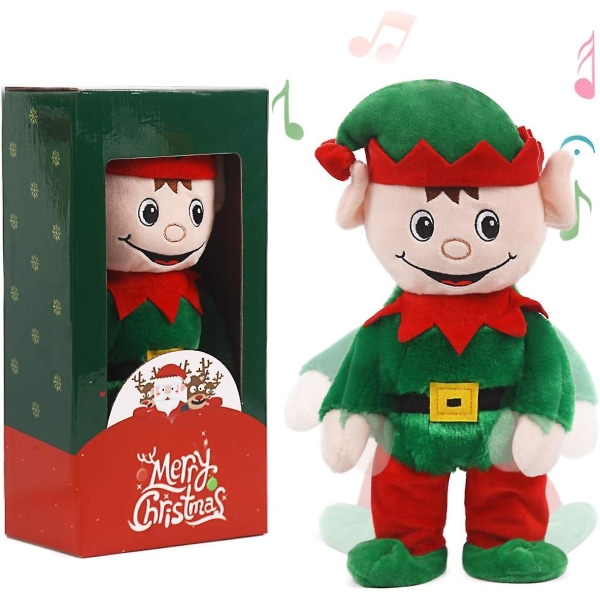 Arelux Christmas Animated Toy 14", Singing Dancing Green Elf Electric Toy, julmusikaliska presentdekorationer