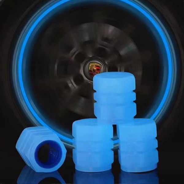 4 stk. Luftdyse Lysende Ventilhætte ABS 0,8 cm Indvendig Diameter 1,6 cm Højde Dækventilforlænger Ventilstammedæksler