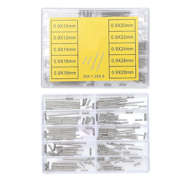 100 kpl Kellon putkitanko Alloy Kellon rannekkeen lukko Linkki tappi Yhdistävä akseli 0,9 mm 10–28 mm