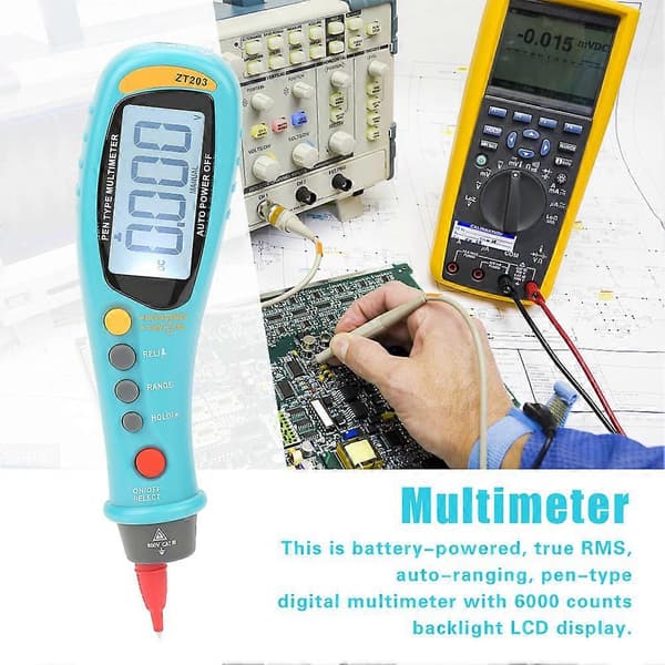 BSIDE ZT203 6000 Teller True RMS Digitalt Multimeter AC DC Voltmeter Tester Bærbar Måler