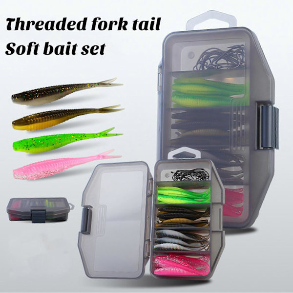 1 Set Mjukt Fiske Bete med Krok Mjuk Flexibel Swing Saltvatten Sötvatten Beten Fiske Utrustningslåda Kit