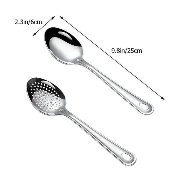 2 st Långskaftad Hålsked Bärbar Hålslev i Rostfritt Stål Serveringssked Buffétillbehör
