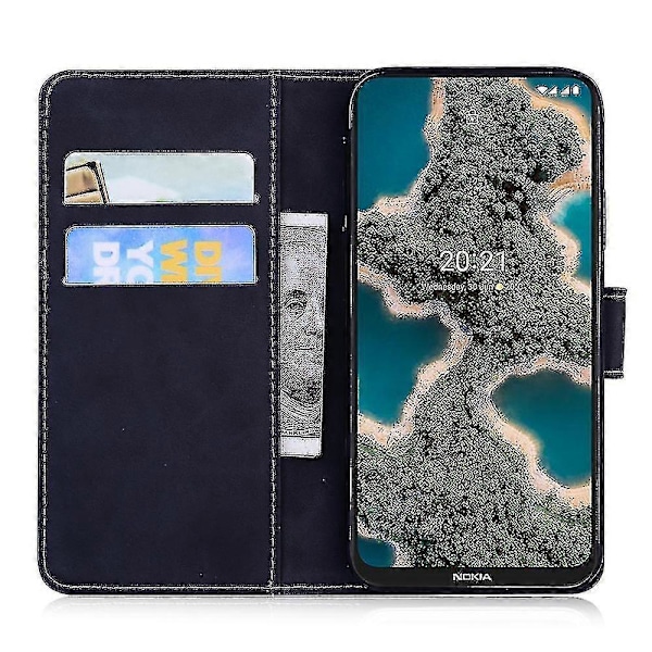 Fodral för Nokia X10/ X20 Fjäril Skydd Premium Läder Magnetisk - Rosa Black