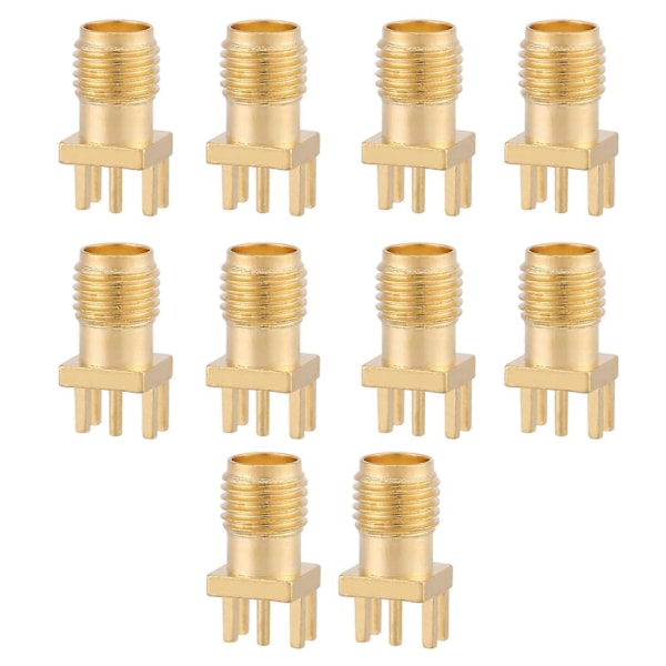 10 stk. Messing SMA Hun Base Socket Jack PCB Mount 50 Ohm RF Konnektorer