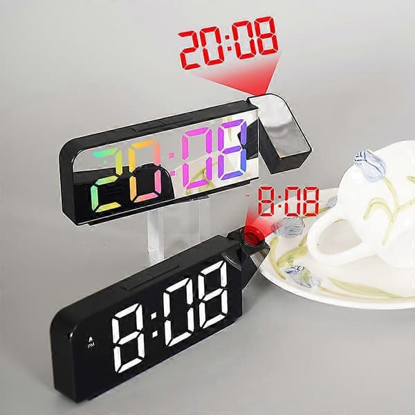 Enkel projektionsväckarklocka med stor LED-display, digital elektronisk klocka