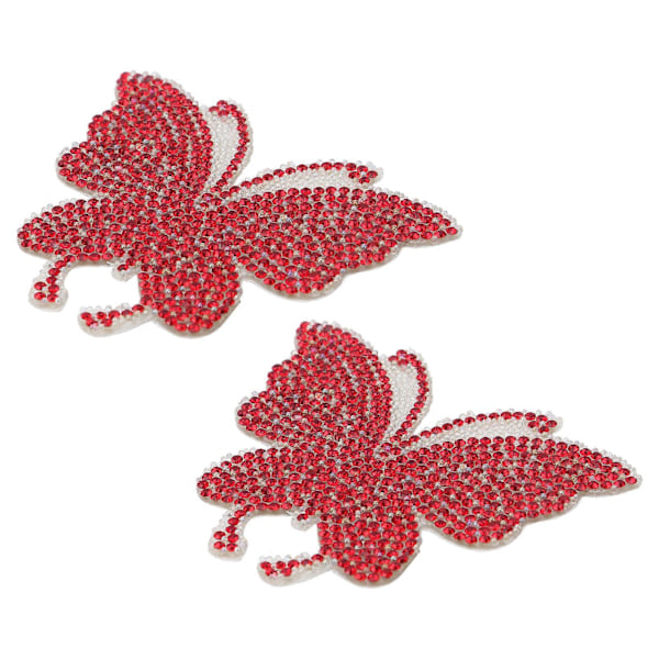 Kristallfjärilssticker Glänsande Självhäftande Hot Rhinestone för Dekoration Kläder Bil Dator Röd